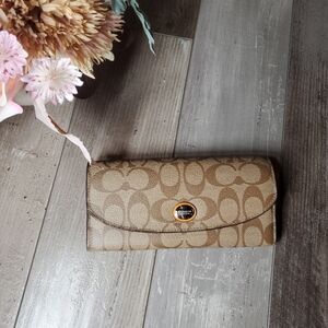 COACH Vintage Monogram Long Wallet Beige Orange
